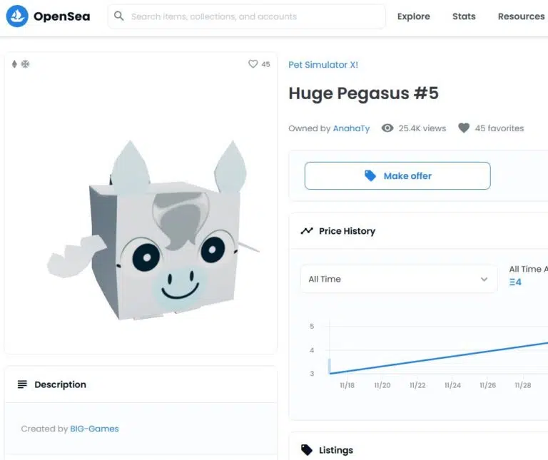 Huge Pegasus NFT OpenSea